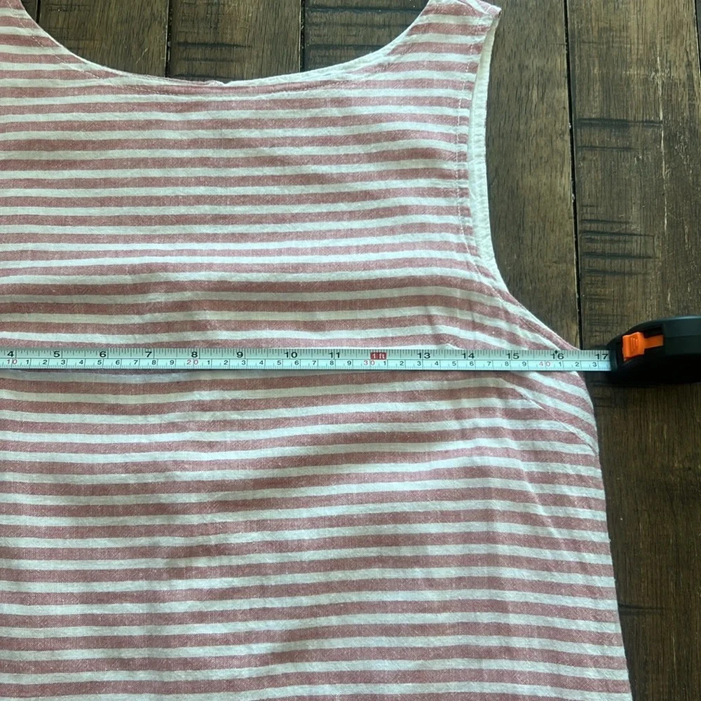 Beachlunchlounge Lightweight Red & White Striped Linen Blend Sleeveless Dress XS - Picture 9 of 10